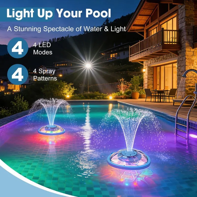 Floating Pool Fountain With LED Lights & Remote