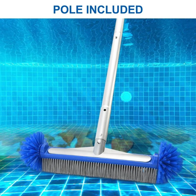 4-in-1 Pool Cleaning Kit with 17.5" Brush, Rotatable Brush, Net & Pole
