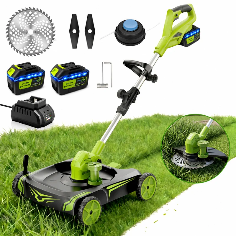 12-Inch Electric Weed Wacker & Eater with Detachable 4-Wheel Base
