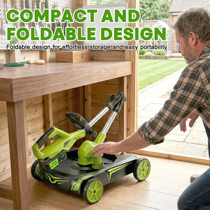 12-Inch Electric Weed Wacker & Eater with Detachable 4-Wheel Base