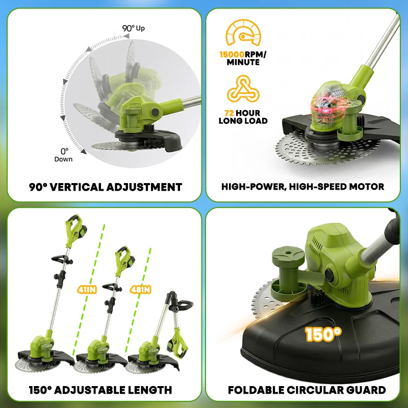 12-Inch Electric Weed Wacker & Eater with Detachable 4-Wheel Base