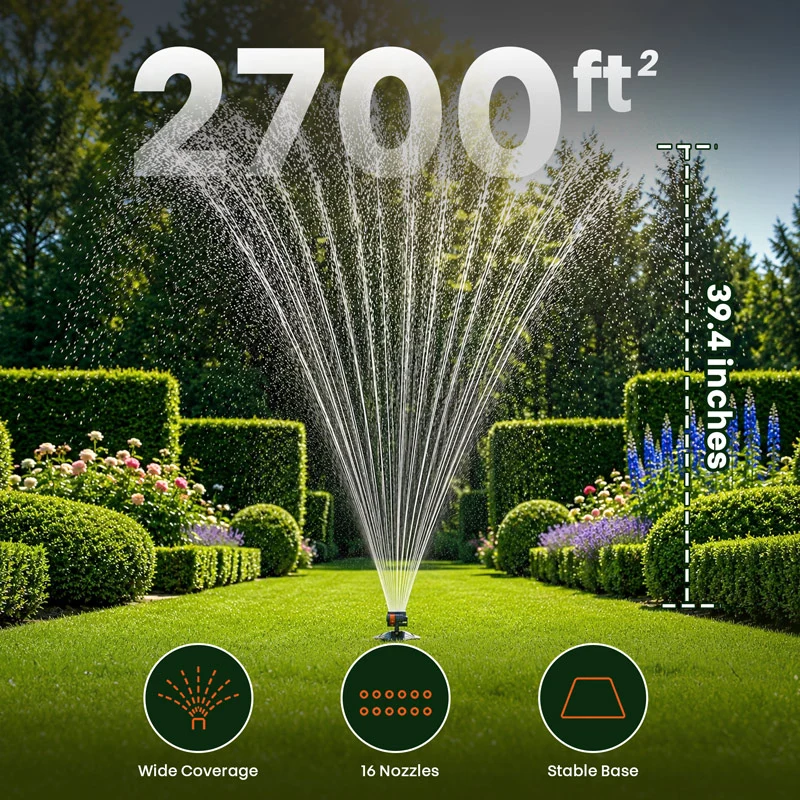 16-Nozzle Oscillating Sprinkler with 4 Adjustable Spray Modes