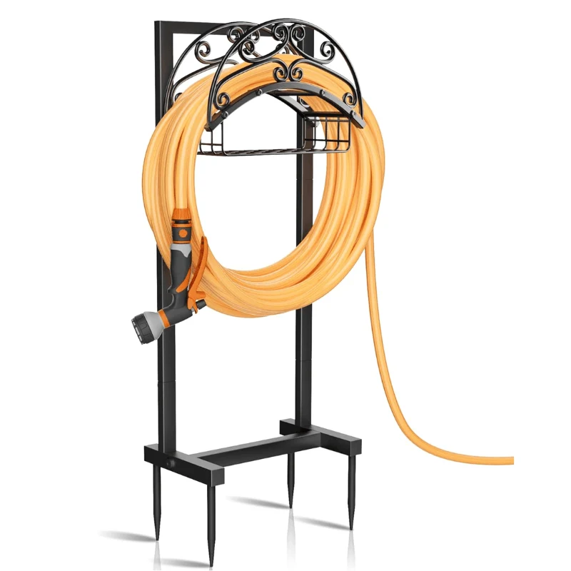 Freestanding Garden Hose Holder with Storage Basket (Hoses not included)