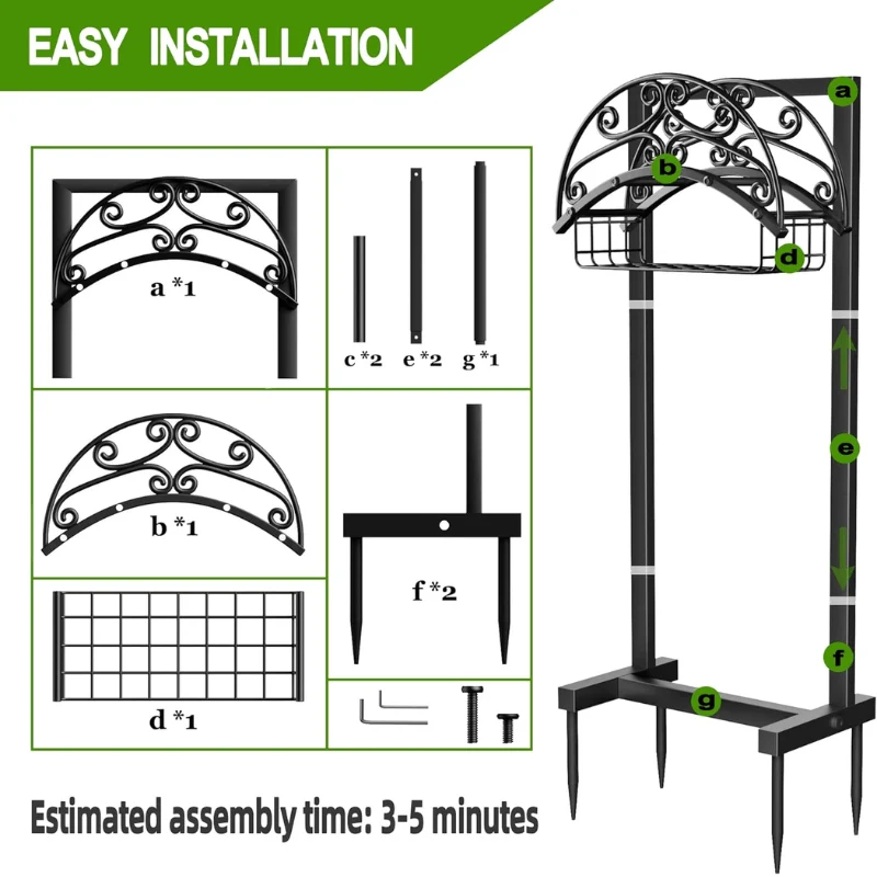 Freestanding Garden Hose Holder with Storage Basket (Hoses not included)