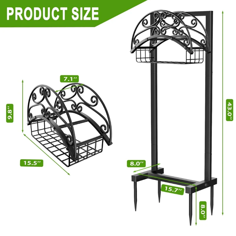Freestanding Garden Hose Holder with Storage Basket (Hoses not included)