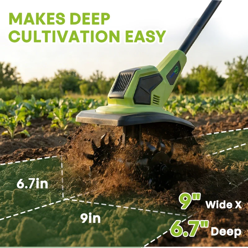 350RPM Cordless Tiller Cultivator for Lawn/Gardening/Soil Cultivation