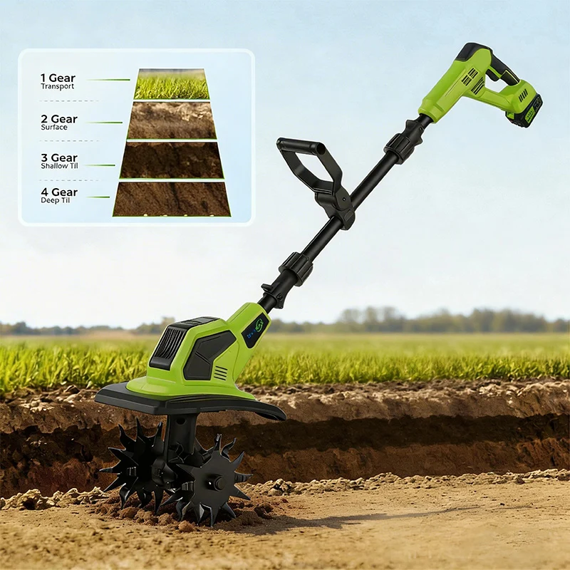 350RPM Cordless Tiller Cultivator for Lawn/Gardening/Soil Cultivation