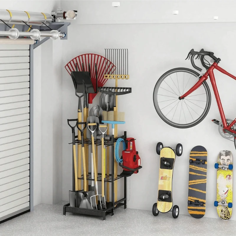 Garden Tool Organizer on Wheels with 8 Hooks