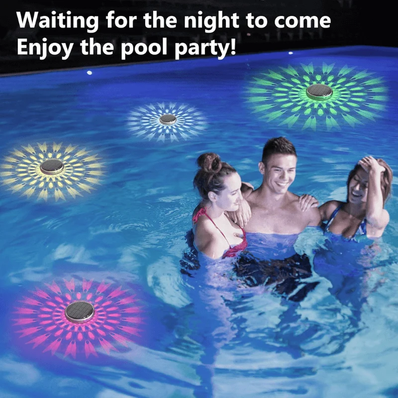 Solar Floating Pool Lights with Remote Control, 12 Lighting Modes (2 Pack)