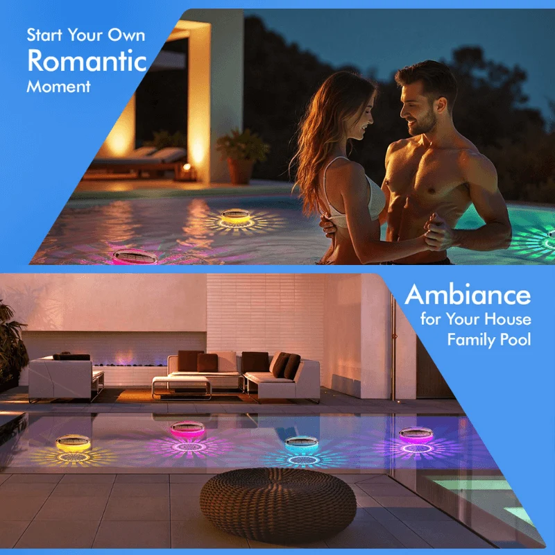 Solar Floating Pool Lights with Remote Control, 12 Lighting Modes (2 Pack)