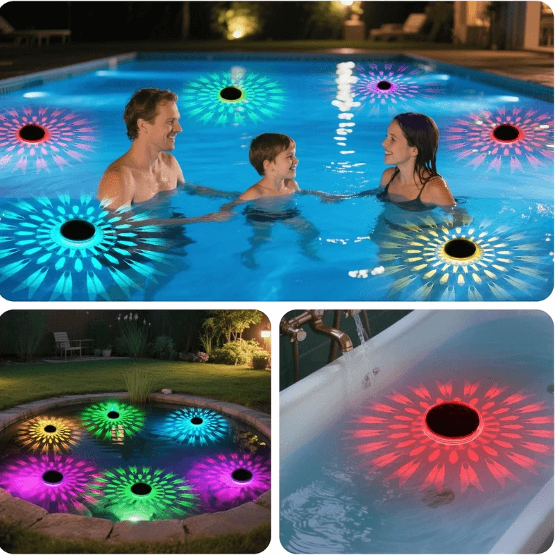 Solar Floating Pool Lights with Remote Control, 12 Lighting Modes (2 Pack)