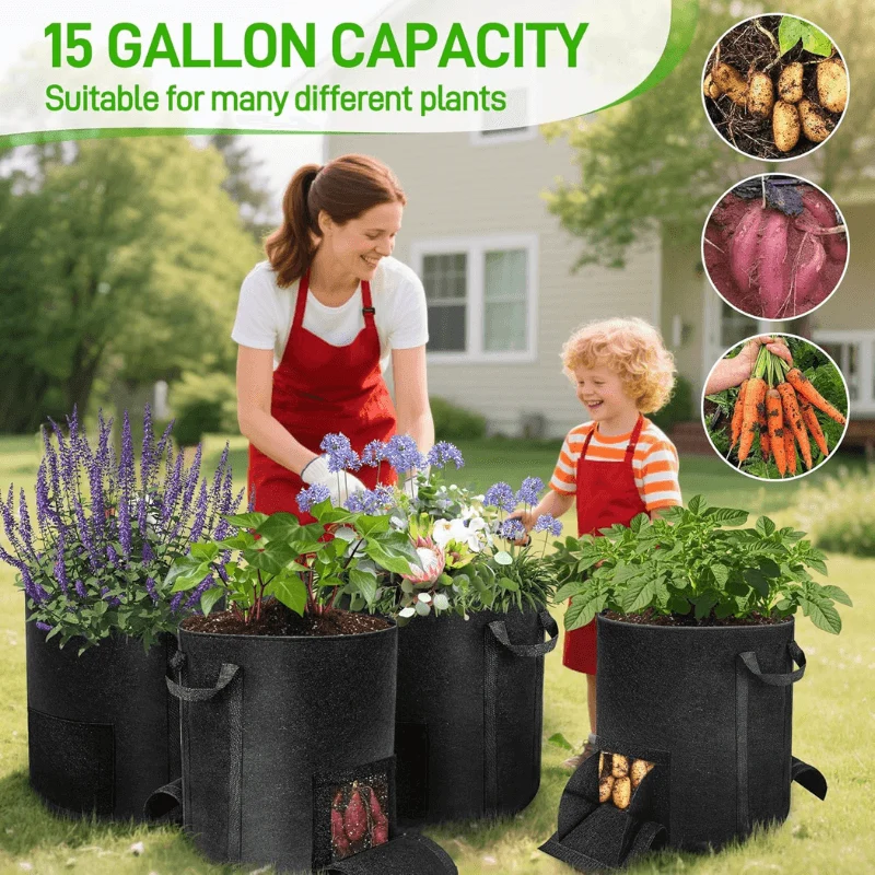 15-Gallon Potato Grow Bags with Dual Harvest Windows
