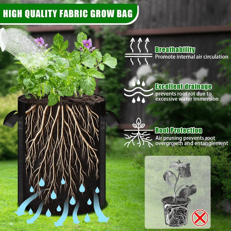 15-Gallon Potato Grow Bags with Dual Harvest Windows