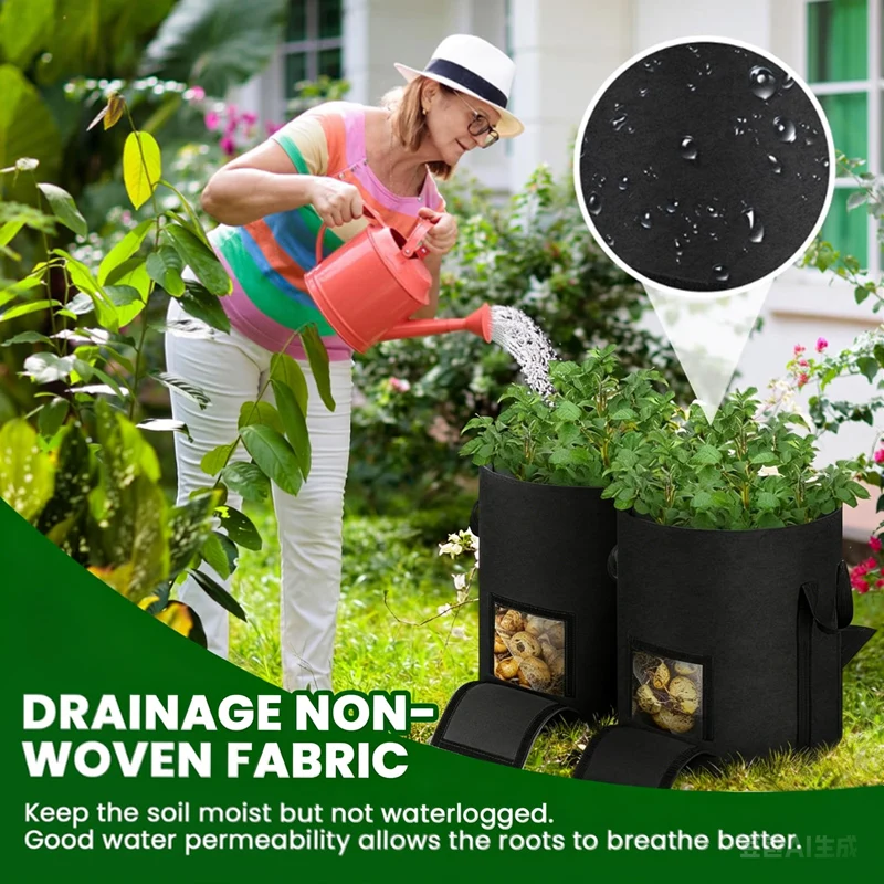 15-Gallon Potato Grow Bags with Dual Harvest Windows