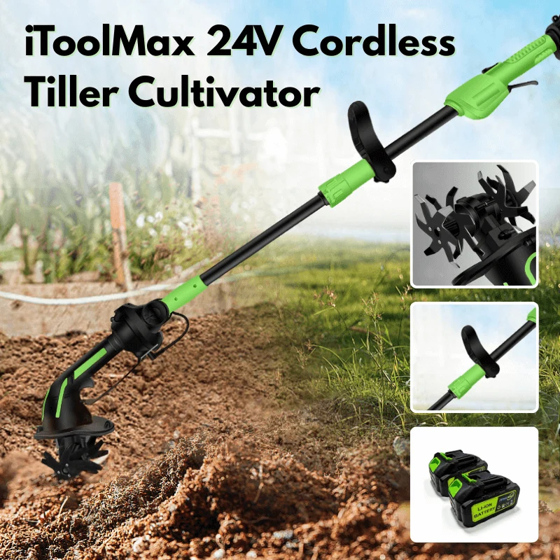 2-IN-1 Cordless Tiller & Cultivator with Extension Pole