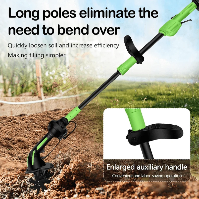 2-IN-1 Cordless Tiller & Cultivator with Extension Pole