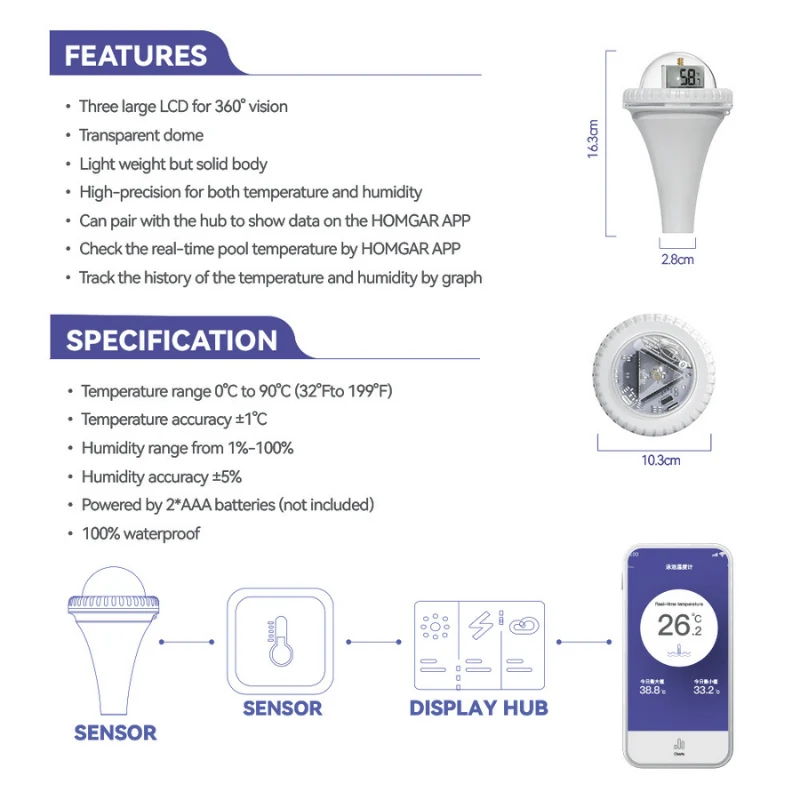 Wireless Pool Thermometer With Digital Floating