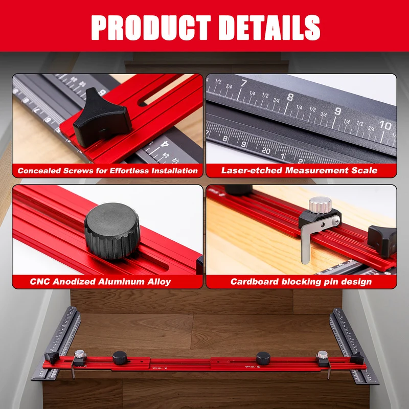 Stair Tread Template Tool with Dual Scale