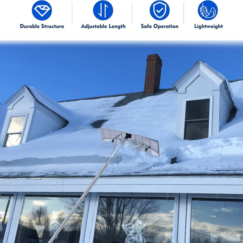 26 inches Snow Roof Rake & Rake Extensions with Wheels