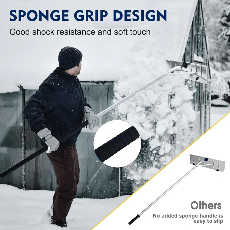 26 inches Snow Roof Rake & Rake Extensions with Wheels