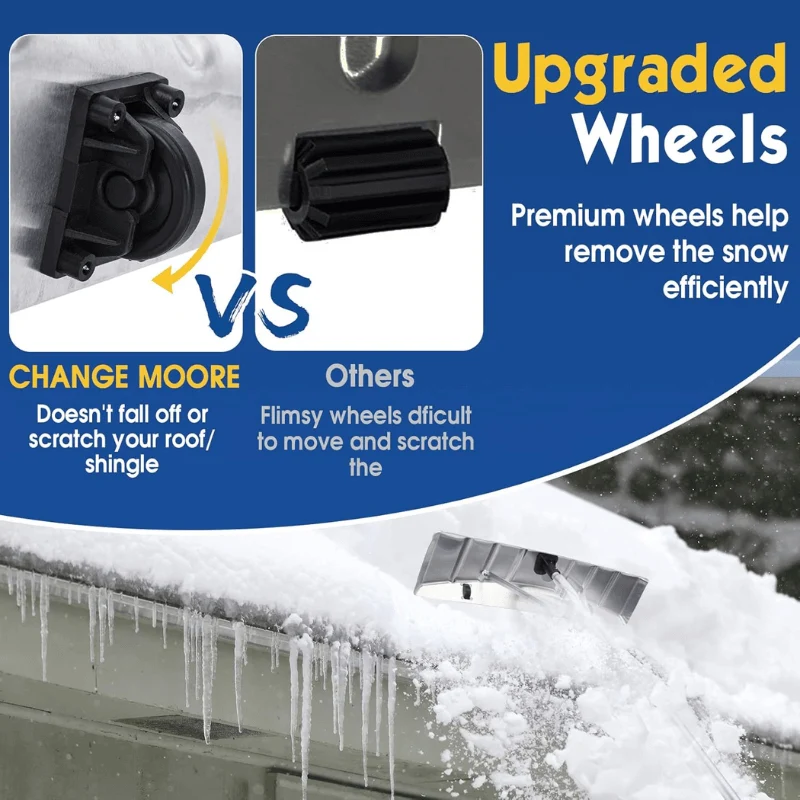 26 inches Snow Roof Rake & Rake Extensions with Wheels