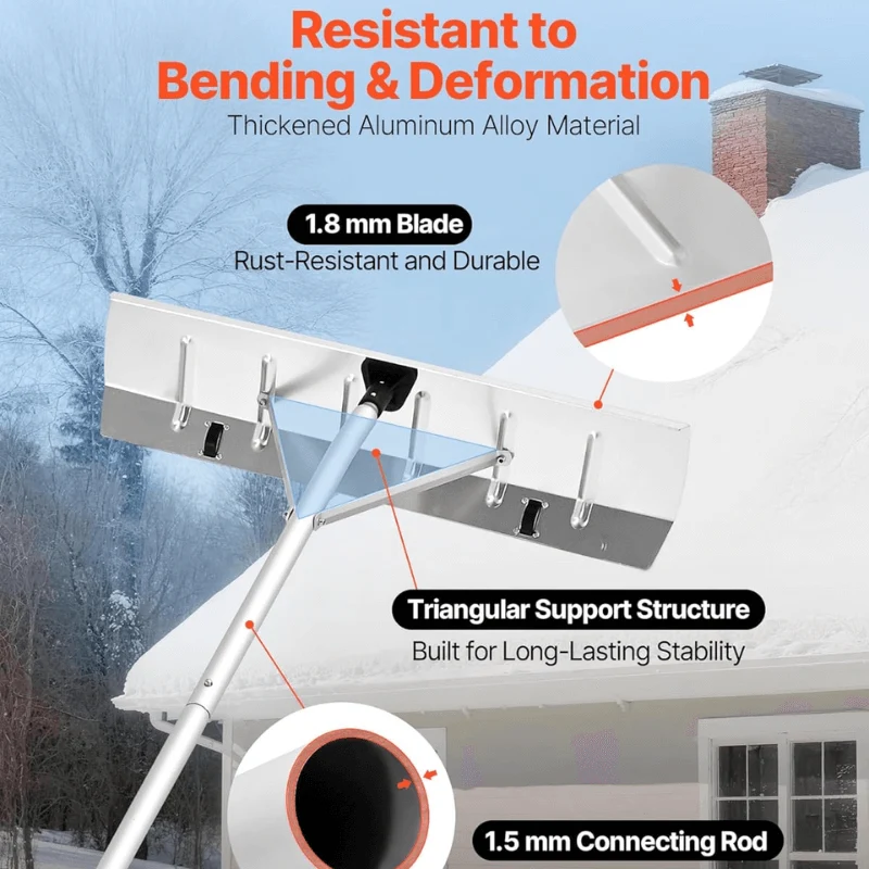 26 inches Snow Roof Rake & Rake Extensions with Wheels