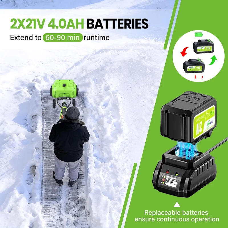 16 inches Electric Snow Shovel Plus with 2 Batteries