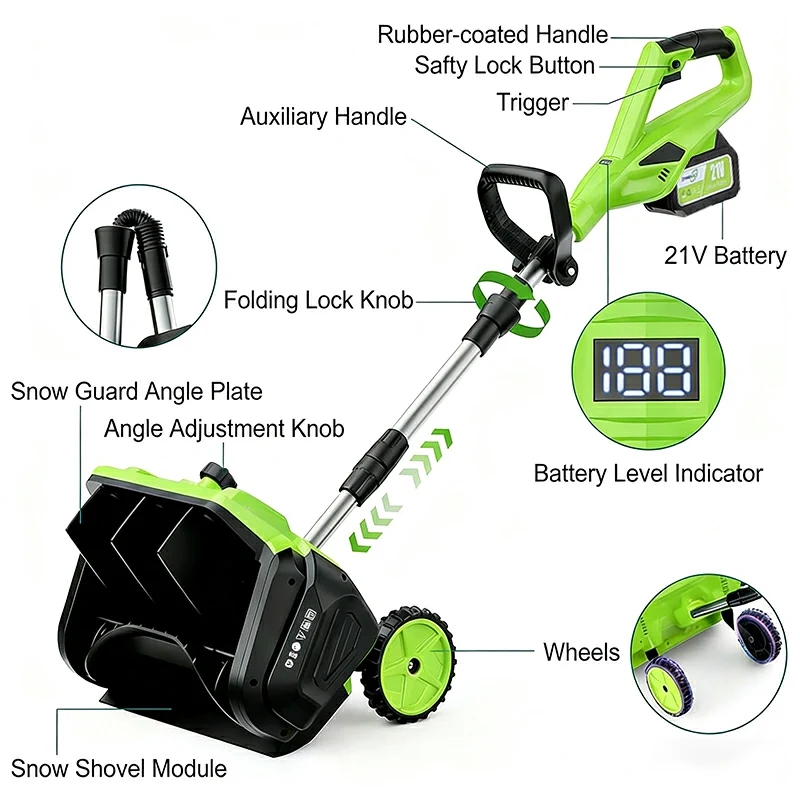 16 inches Electric Snow Shovel Plus with 2 Batteries