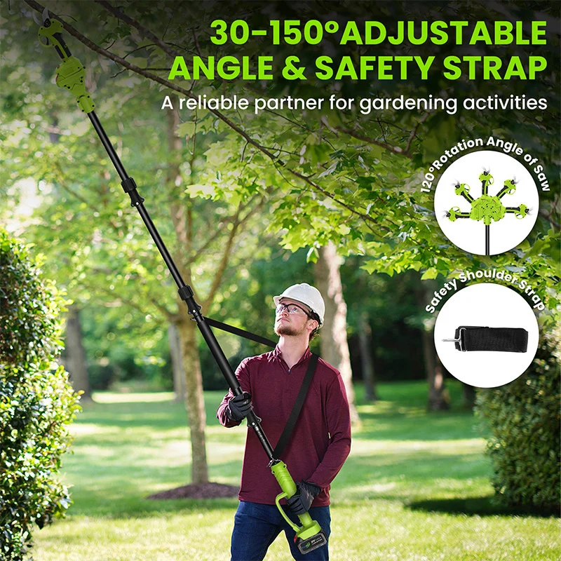 4 in 1 Cordless Pole Pruning Shears with 14ft Extension Chainsaw