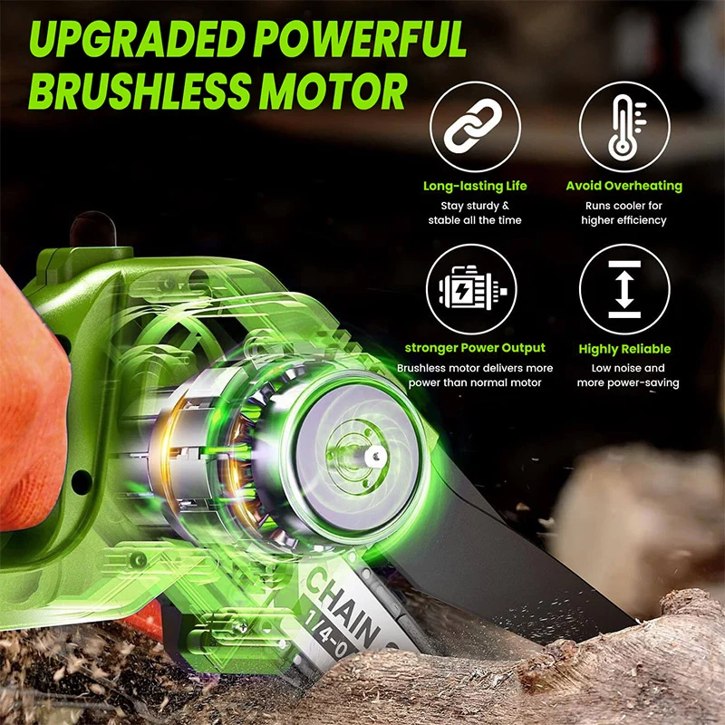 4 in 1 Cordless Pole Pruning Shears with 14ft Extension Chainsaw