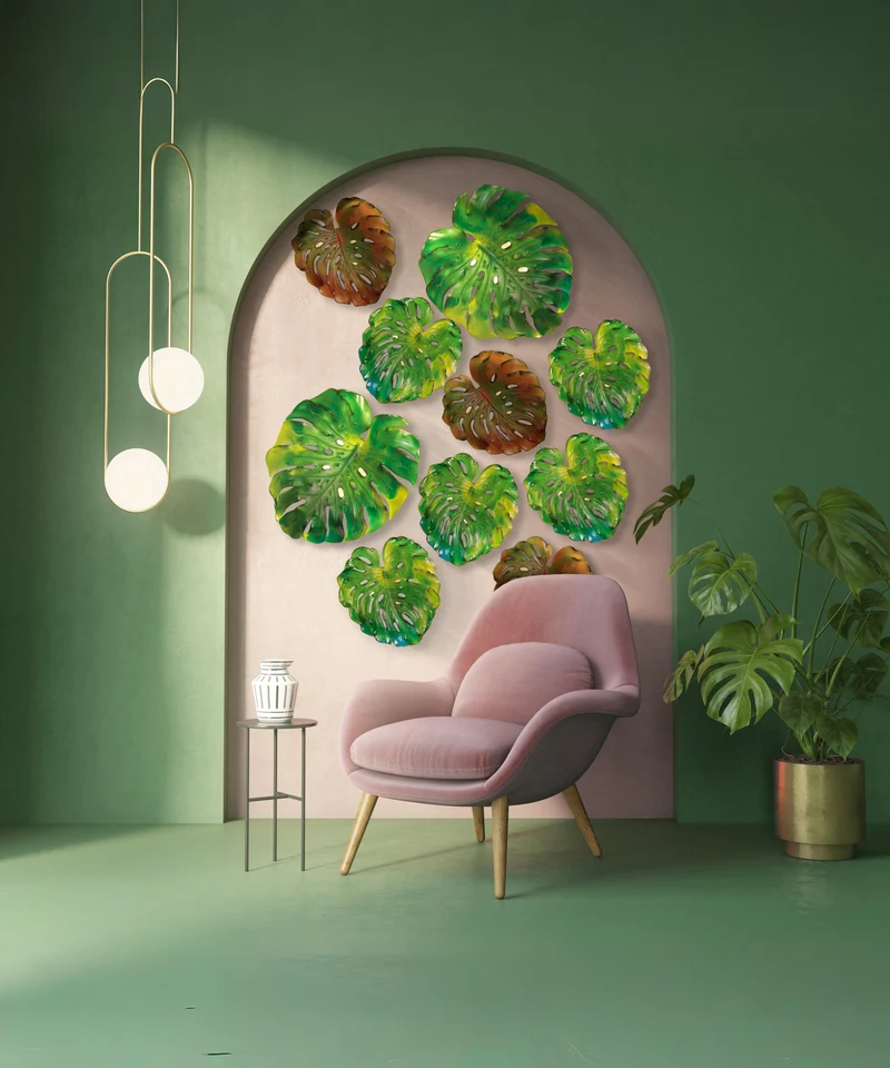 Monstera Feuille murale petit modèle - fixation courte Verte de Emilio Robba