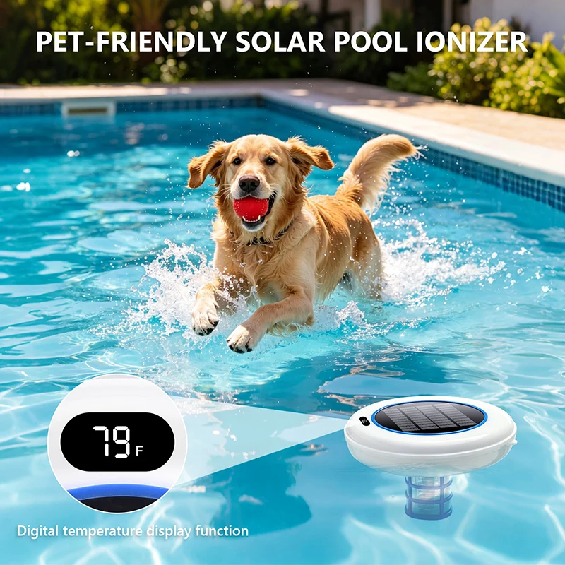 Solar Powered Pool Ionizer with LED Light