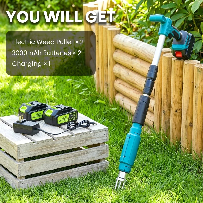 Cordless Electric Stand Weed Puller with 2 Batteries