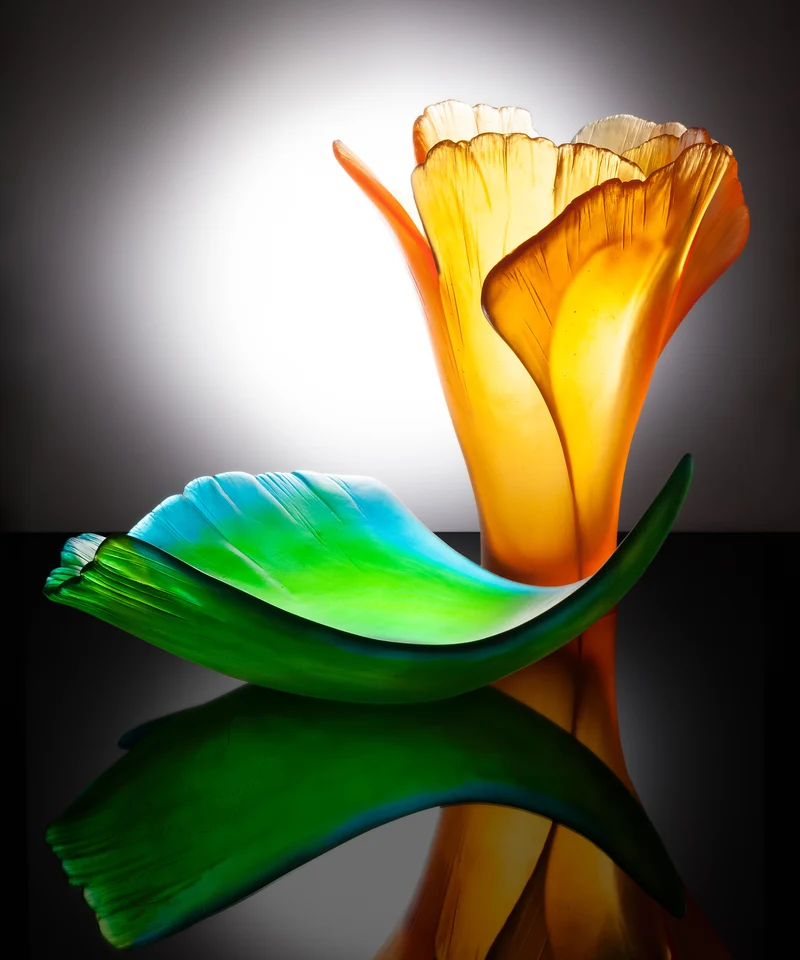 Ginkgo Vase grand modèle Ambre