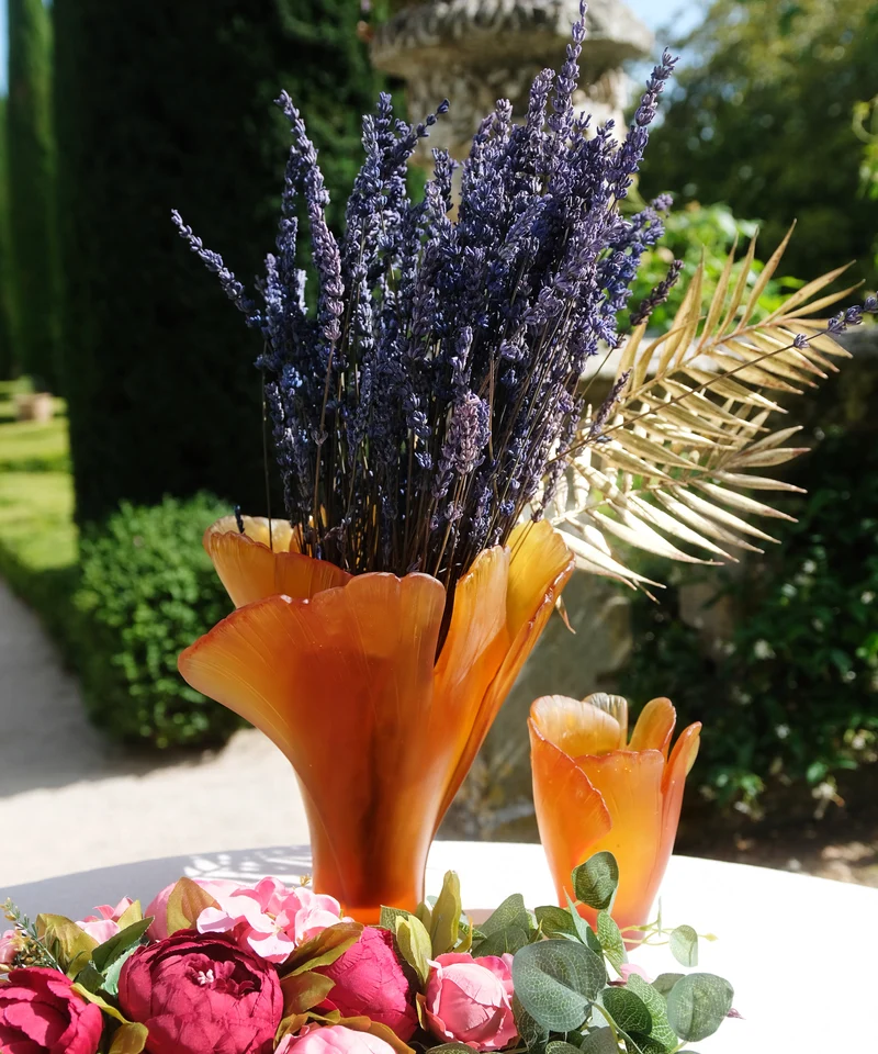 Ginkgo Vase grand modèle Ambre