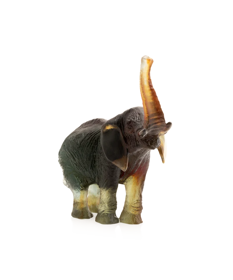 Eléphant moyen modèle Vert et ambre de Jean-François Leroy