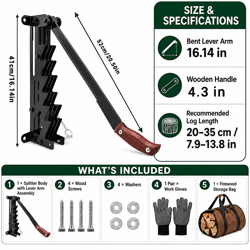 Wall Mounted Firewood Kindling Splitter