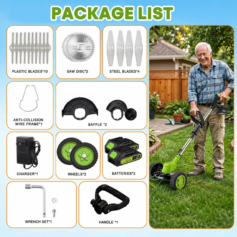 3 In 1 Cordless Grass Trimmer, Weed Eater and Edger