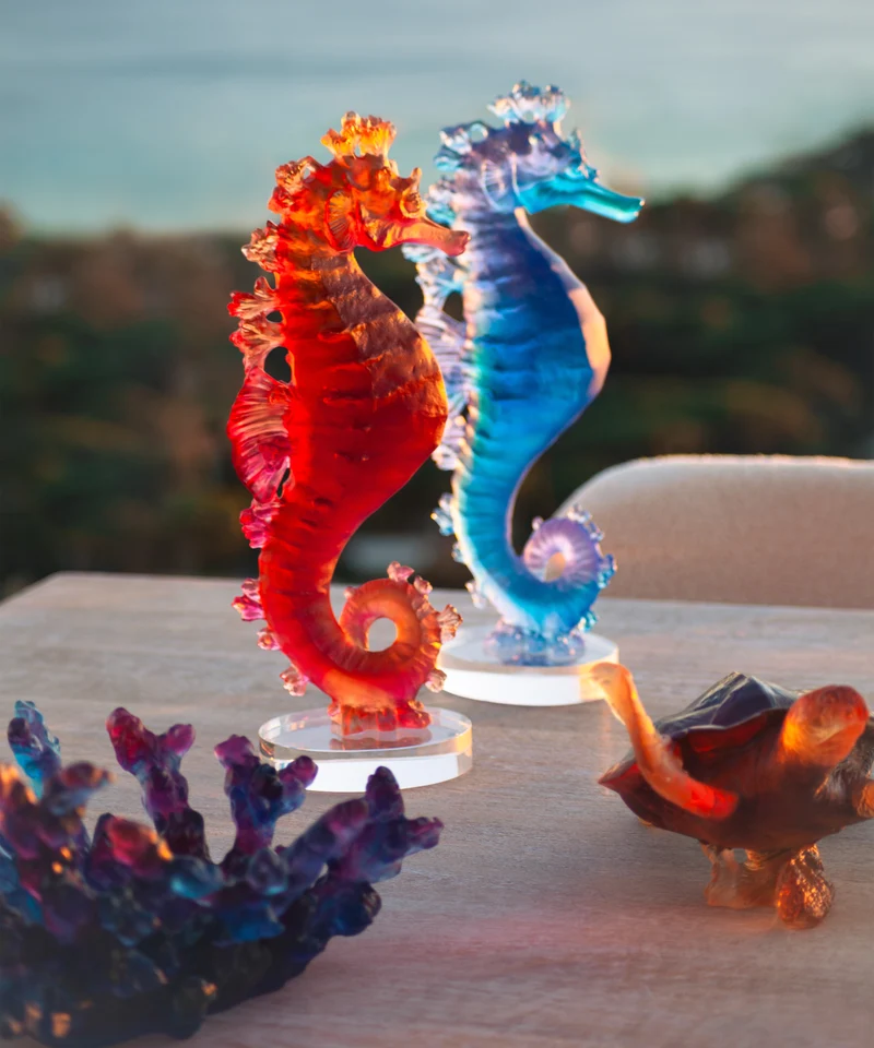 Mer de Corail Hippocampe Bleu et rose