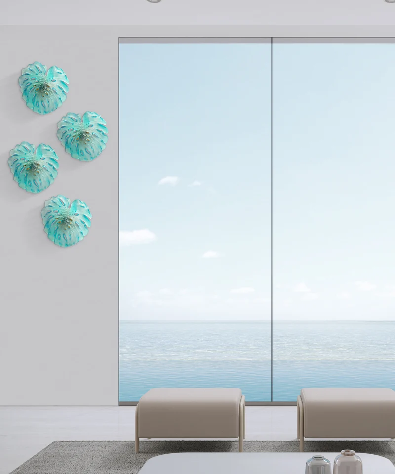 Monstera Feuille murale petit modèle Turquoise de Emilio Robba