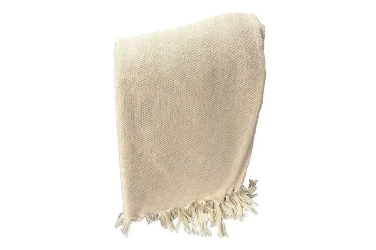 Jeté écru avec franges - Collection Charm