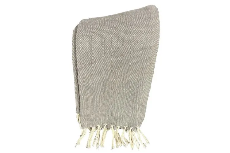 Jeté grise avec franges - Collection Charm