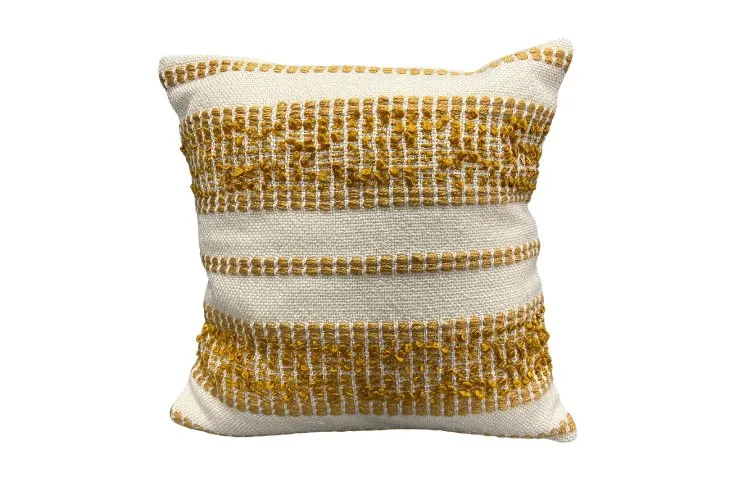 Coussin ligné jaune 18po x 18po - Collection Minéral