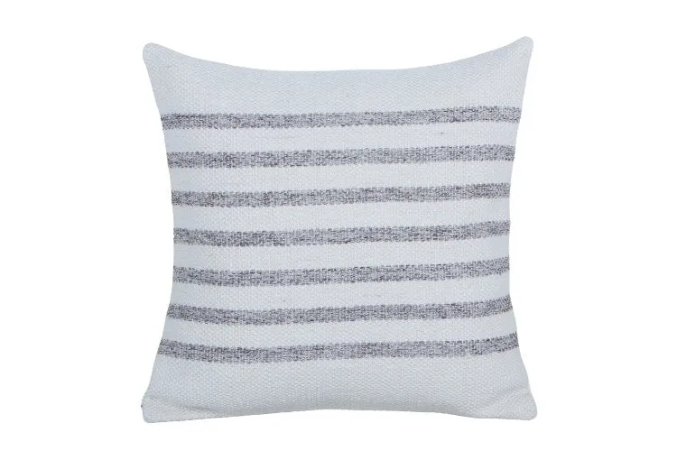 Coussin ligné gris 18po x 18po - Collection Élément