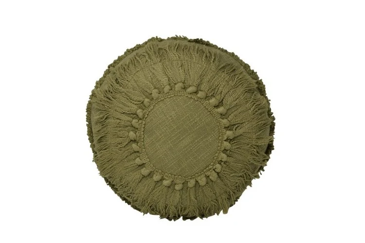 Coussin rond vert boho