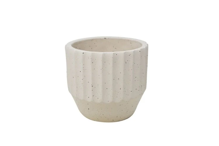 Cache-pot vagues texturées creme 13,5cm