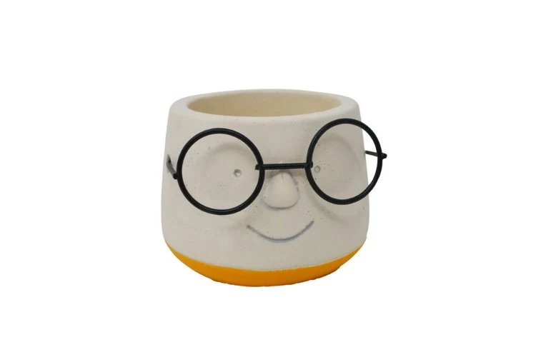 Cache-pot lunettes jaune 7cm