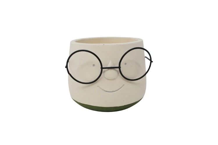 Cache-pot lunettes vert 10cm