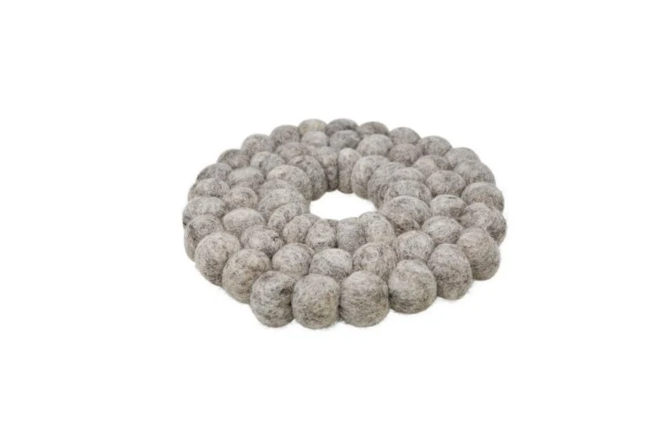 Repose plat en laine blanc/gris 19cm