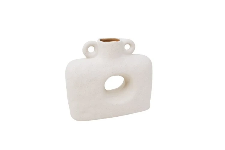 Vase court avec trou blanc 19cm